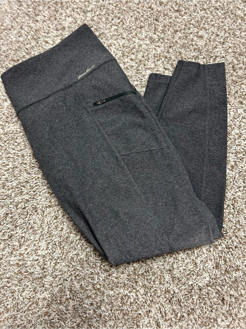 Eddie Bauer Trail Tight Leggings Heather Grey SZ 2X Zip Pockets Pull-on Active